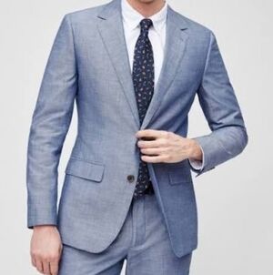 Bonobos Slim Fit 100% Cotton Chambray Suit Blazer/Pants  42R